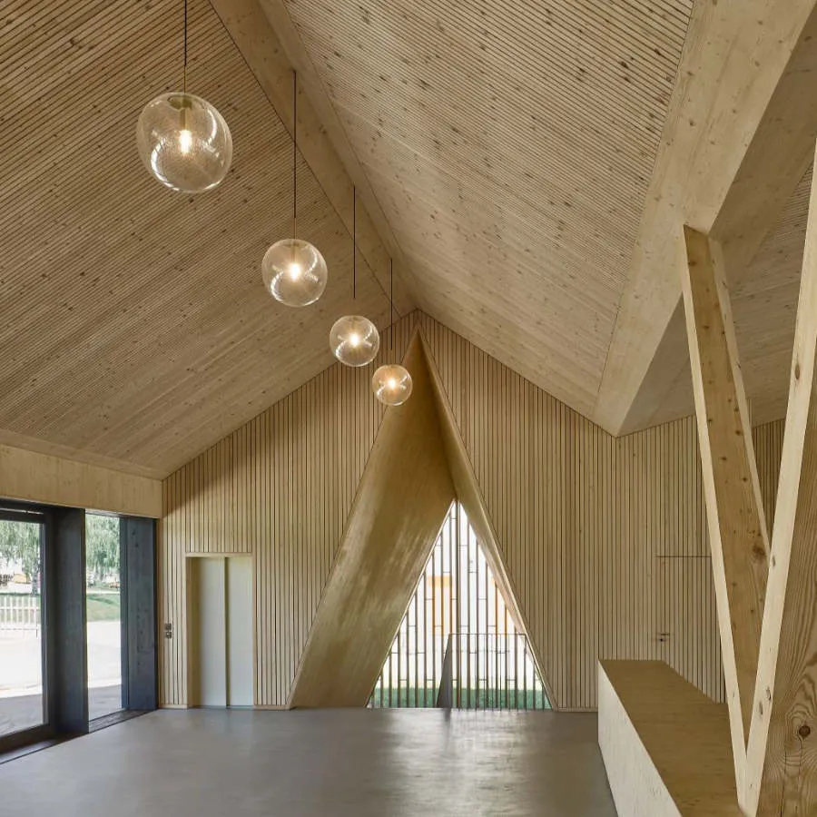 Wood ceiling and floor elements by Lignatur