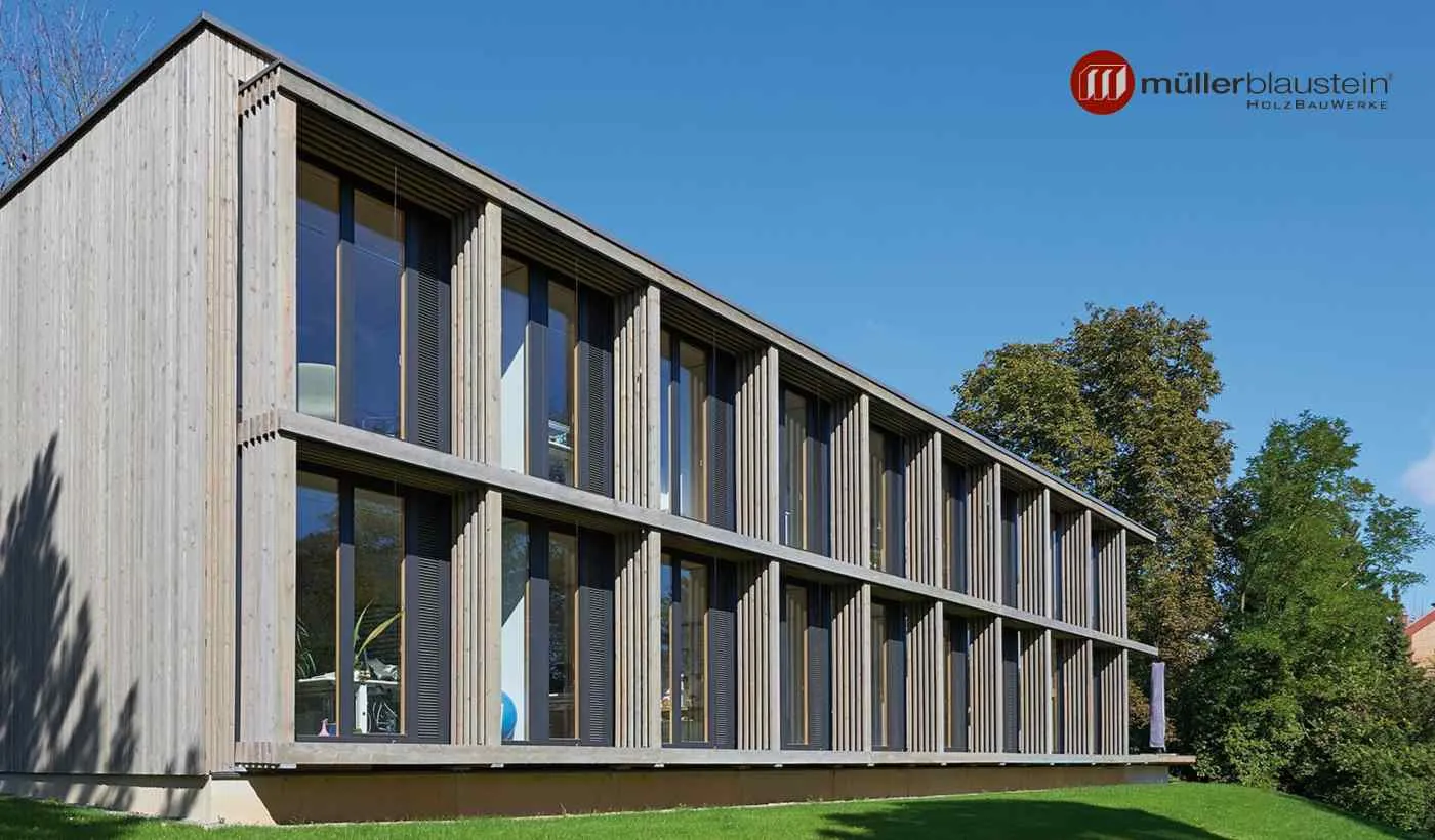 Sustainable timber building construction Mullerblaustein
