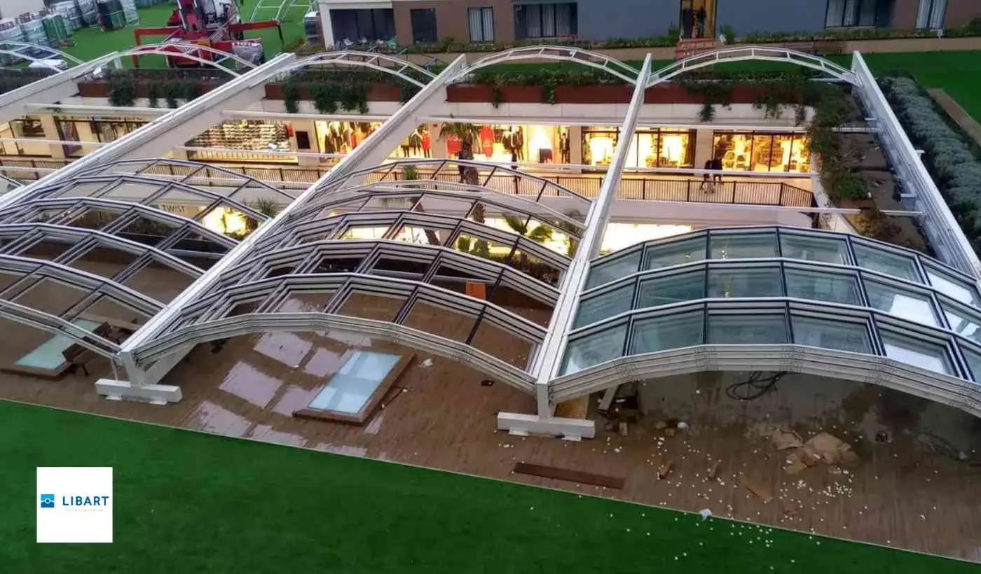 Retractable Roof Skylight Sliding Panels Glass Railings by Libart