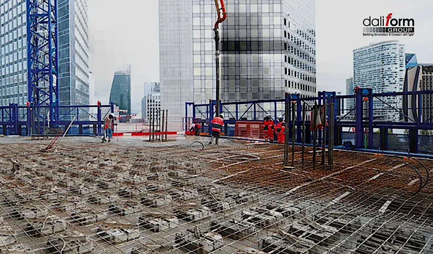 Disposable formwork for ventilated crawl spaces, ventilated foundations, monolithic foundations. Disposable formwork for lightened reinforced concrete slab slabs for large spans. Formwork for the lightening of reinforced concrete slabs cast on site.by Daliform