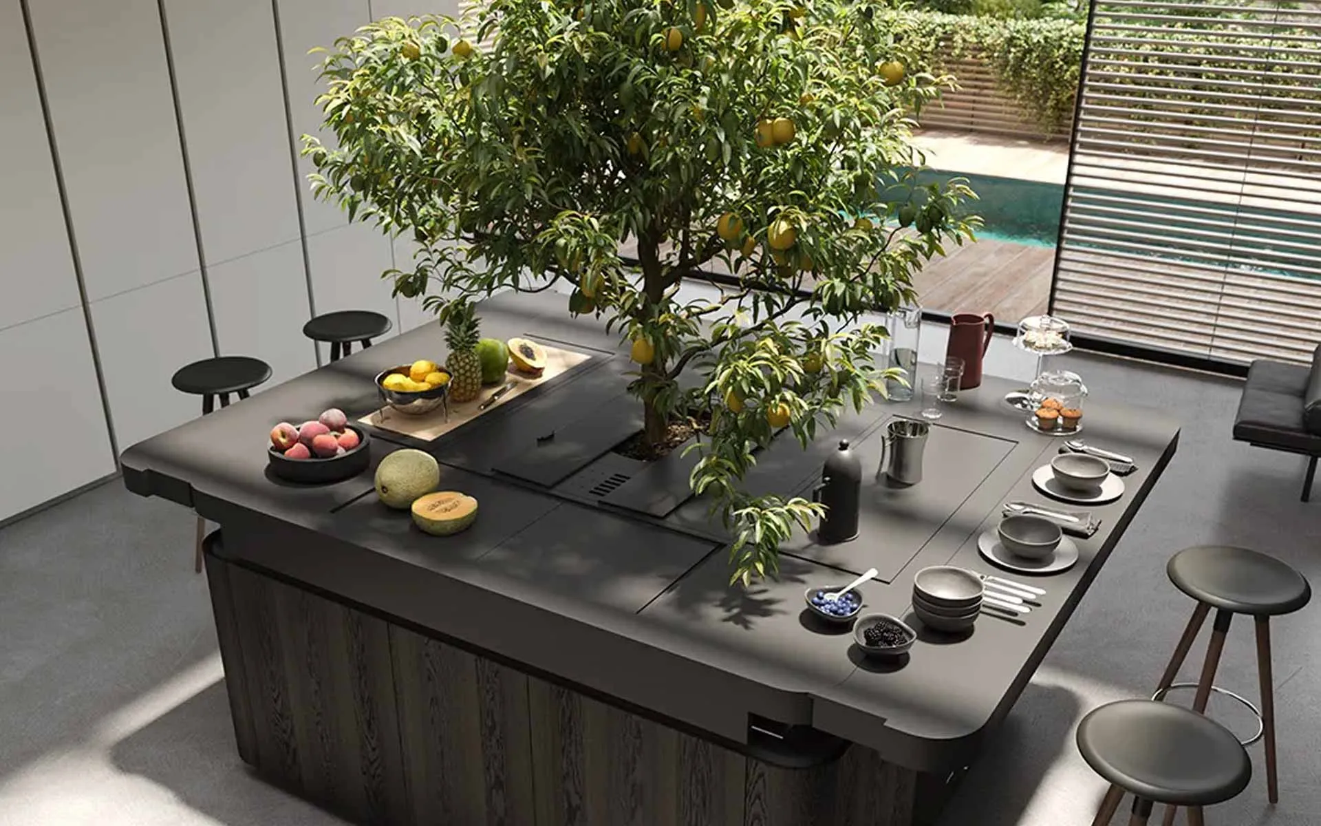 Our Top 10 Kitchen Design Trends at Milan Design Week (Salone del Mobile 2024) 19 Oasis Kitchen by ARAN Italy at Solone del mobile 2024