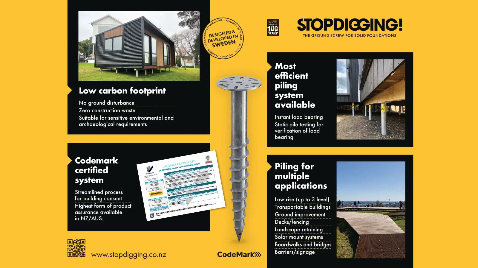 StopDigging New Zealand. Ground Screw foundation systems.
